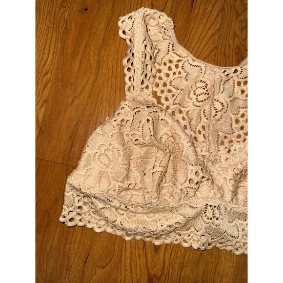 Aerie Tan Lace Bralette Festival Boho Women’s Medium - Picture 2 of 3